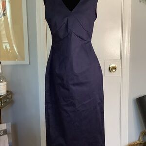 Ted Baker London Blue V-Neck Sheath Midi Dress